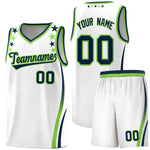 Custom White Shoulders Star Pattern Side Color Block Sports Uniform Basketball Jersey | BuyFootballJersey