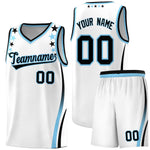 Custom White Shoulders Star Pattern Side Color Block Sports Uniform Basketball Jersey | BuyFootballJersey