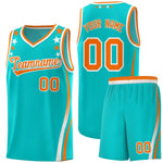 Custom Sky Blue Shoulders Star Pattern Side Color Block Sports Uniform Basketball Jersey | BuyFootballJersey
