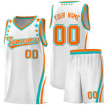 Custom White Shoulders Star Pattern Side Color Block Sports Uniform Basketball Jersey | BuyFootballJersey