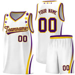 Custom White Shoulders Star Pattern Side Color Block Sports Uniform Basketball Jersey | BuyFootballJersey