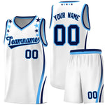 Custom White Shoulders Star Pattern Side Color Block Sports Uniform Basketball Jersey | BuyFootballJersey