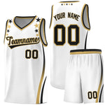 Custom White Shoulders Star Pattern Side Color Block Sports Uniform Basketball Jersey | BuyFootballJersey