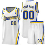 Custom White Shoulders Star Pattern Side Color Block Sports Uniform Basketball Jersey | BuyFootballJersey