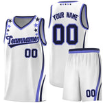 Custom White Shoulders Star Pattern Side Color Block Sports Uniform Basketball Jersey | BuyFootballJersey