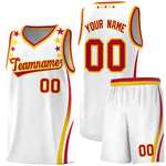 Custom White Shoulders Star Pattern Side Color Block Sports Uniform Basketball Jersey | BuyFootballJersey