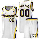 Custom White Shoulders Star Pattern Side Color Block Sports Uniform Basketball Jersey | BuyFootballJersey