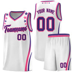 Custom White Shoulders Star Pattern Side Color Block Sports Uniform Basketball Jersey | BuyFootballJersey