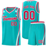 Custom Sky Blue Shoulders Star Pattern Side Color Block Sports Uniform Basketball Jersey | BuyFootballJersey