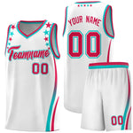 Custom White Shoulders Star Pattern Side Color Block Sports Uniform Basketball Jersey | BuyFootballJersey
