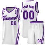 Custom White Shoulders Star Pattern Side Color Block Sports Uniform Basketball Jersey | BuyFootballJersey