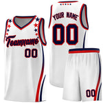 Custom White Shoulders Star Pattern Side Color Block Sports Uniform Basketball Jersey | BuyFootballJersey