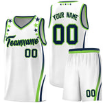 Custom White Shoulders Star Pattern Side Color Block Sports Uniform Basketball Jersey | BuyFootballJersey