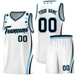Custom White Shoulders Star Pattern Side Color Block Sports Uniform Basketball Jersey | BuyFootballJersey