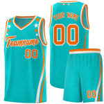Custom Sky Blue Shoulders Star Pattern Side Color Block Sports Uniform Basketball Jersey | BuyFootballJersey