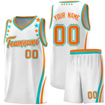 Custom White Shoulders Star Pattern Side Color Block Sports Uniform Basketball Jersey | BuyFootballJersey