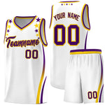 Custom White Shoulders Star Pattern Side Color Block Sports Uniform Basketball Jersey | BuyFootballJersey