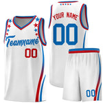 Custom White Shoulders Star Pattern Side Color Block Sports Uniform Basketball Jersey | BuyFootballJersey