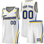 Custom White Shoulders Star Pattern Side Color Block Sports Uniform Basketball Jersey | BuyFootballJersey