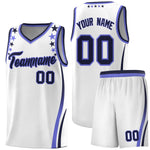Custom White Shoulders Star Pattern Side Color Block Sports Uniform Basketball Jersey | BuyFootballJersey