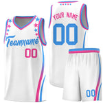 Custom White Shoulders Star Pattern Side Color Block Sports Uniform Basketball Jersey | BuyFootballJersey