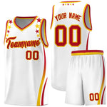 Custom White Shoulders Star Pattern Side Color Block Sports Uniform Basketball Jersey | BuyFootballJersey