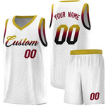 Custom White Old Gold Wave Pattern Sports Uniform Basketball Jersey | BuyFootballJersey
