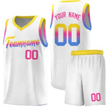 Custom White Gold Wave Pattern Sports Uniform Basketball Jersey | BuyFootballJersey
