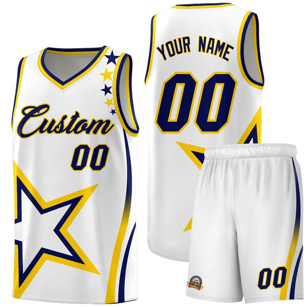 Custom White Shoulder Stars Graffiti Pattern Sets Basketball Jersey | BuyFootballJersey