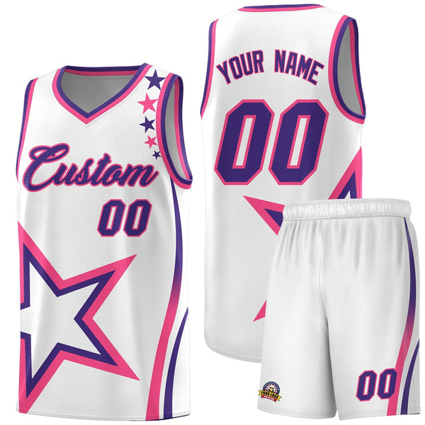 Custom White Shoulder Stars Graffiti Pattern Sets Basketball Jersey | BuyFootballJersey