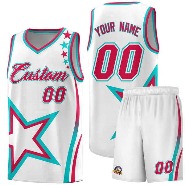 Custom White Shoulder Stars Graffiti Pattern Sets Basketball Jersey | BuyFootballJersey