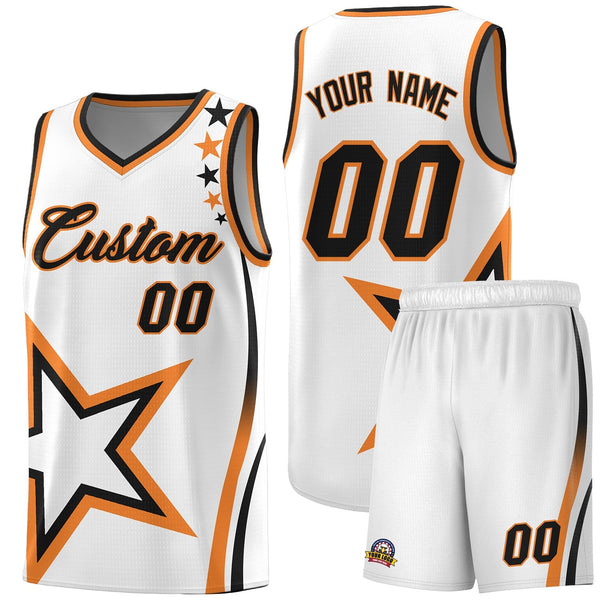 Custom White Shoulder Stars Graffiti Pattern Sets Basketball Jersey | BuyFootballJersey