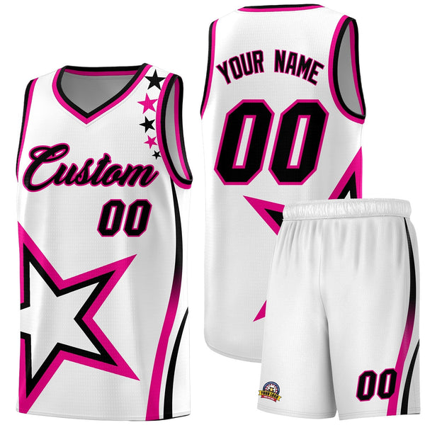 Custom White Shoulder Stars Graffiti Pattern Sets Basketball Jersey | BuyFootballJersey