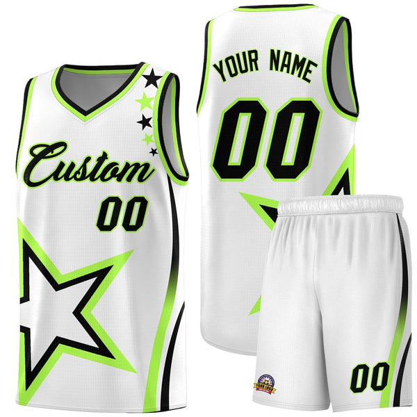 Custom White Shoulder Stars Graffiti Pattern Sets Basketball Jersey | BuyFootballJersey