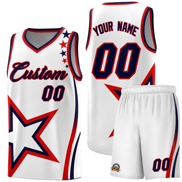 Custom White Shoulder Stars Graffiti Pattern Sets Basketball Jersey | BuyFootballJersey