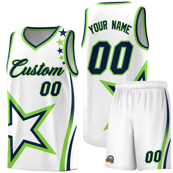 Custom White Shoulder Stars Graffiti Pattern Sets Basketball Jersey | BuyFootballJersey