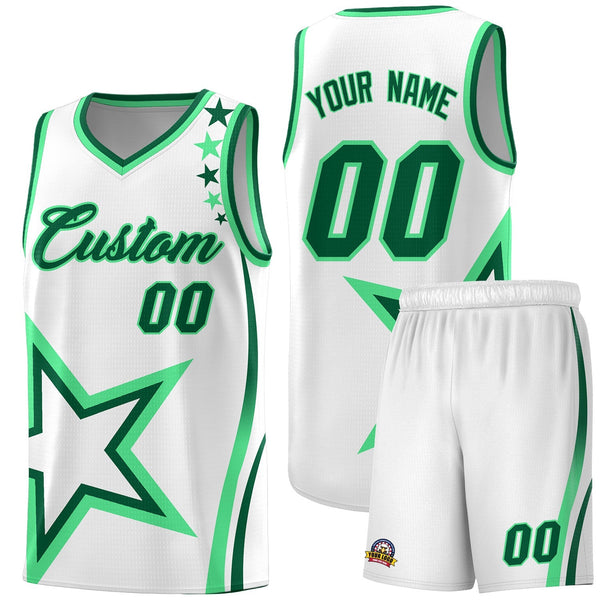 Custom White Shoulder Stars Graffiti Pattern Sets Basketball Jersey | BuyFootballJersey