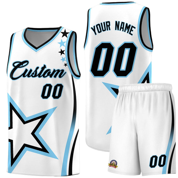 Custom White Shoulder Stars Graffiti Pattern Sets Basketball Jersey | BuyFootballJersey
