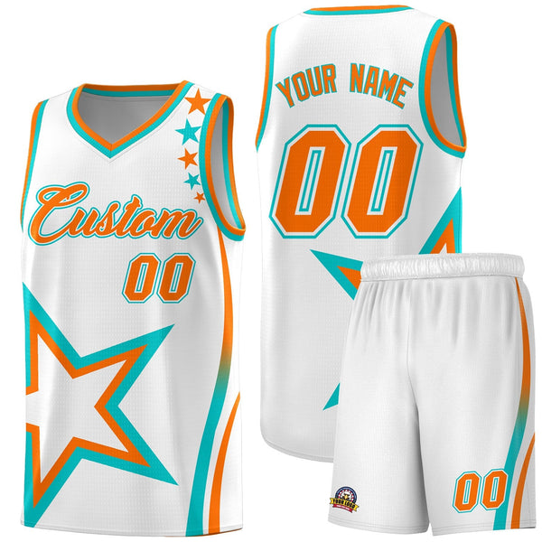 Custom White Shoulder Stars Graffiti Pattern Sets Basketball Jersey | BuyFootballJersey