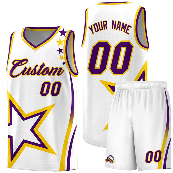 Custom White Shoulder Stars Graffiti Pattern Sets Basketball Jersey | BuyFootballJersey