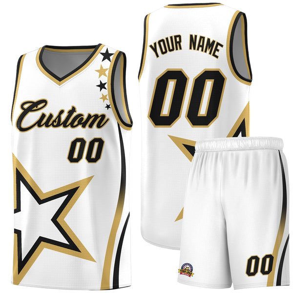 Custom White Shoulder Stars Graffiti Pattern Sets Basketball Jersey | BuyFootballJersey