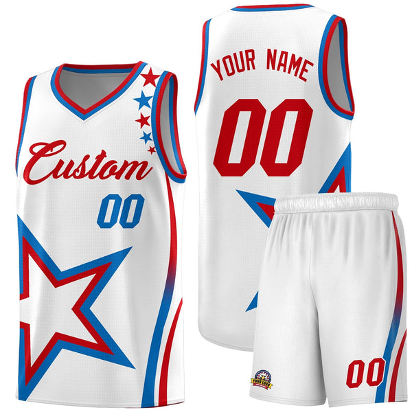 Custom White Shoulder Stars Graffiti Pattern Sets Basketball Jersey | BuyFootballJersey