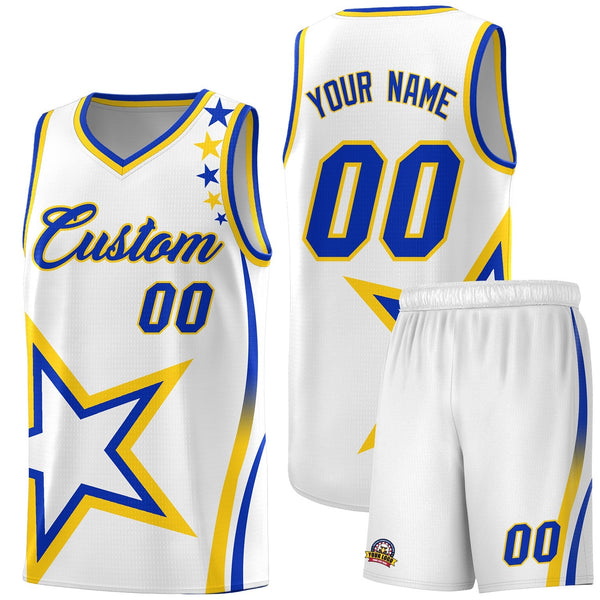 Custom White Shoulder Stars Graffiti Pattern Sets Basketball Jersey | BuyFootballJersey