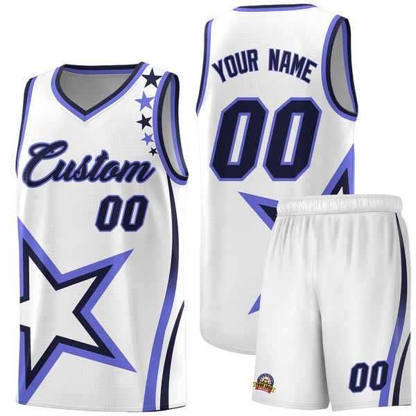 Custom White Shoulder Stars Graffiti Pattern Sets Basketball Jersey | BuyFootballJersey