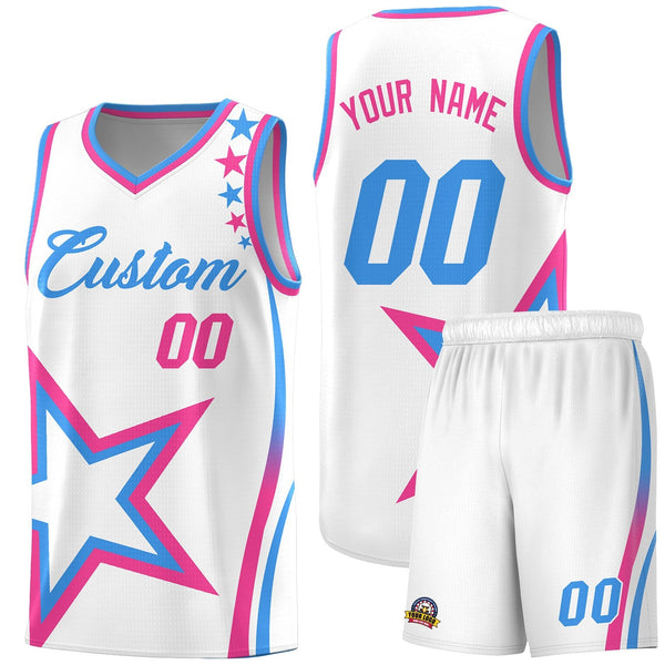 Custom White Shoulder Stars Graffiti Pattern Sets Basketball Jersey | BuyFootballJersey