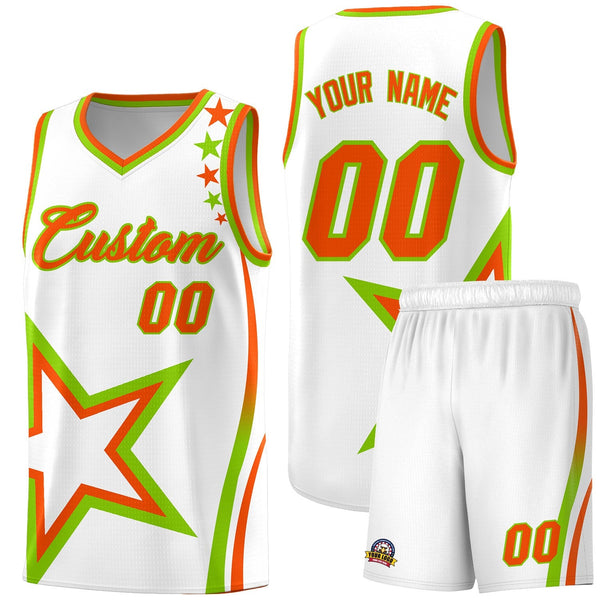 Custom White Shoulder Stars Graffiti Pattern Sets Basketball Jersey | BuyFootballJersey