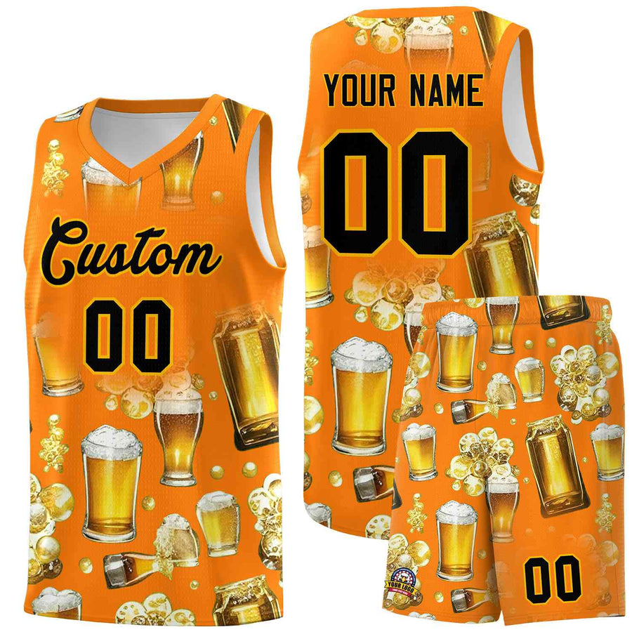 Custom Orange National Beer Day Personalized Beer Bubble Basketball Jersey | BuyFootballJersey