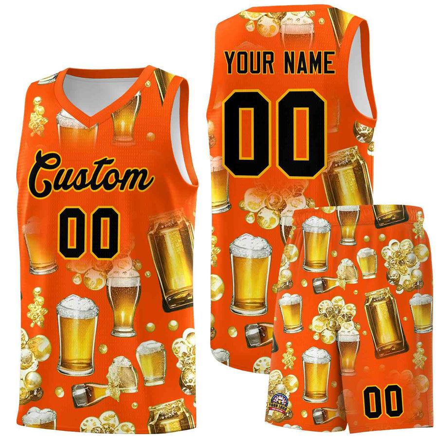 Custom Orange National Beer Day Personalized Beer Bubble Basketball Jersey | BuyFootballJersey