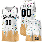 Custom White Basketball Kits with Ice Cream Element Pattern | BuyFootballJersey