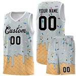 Custom Silver Basketball Kits with Ice Cream Element Pattern | BuyFootballJersey